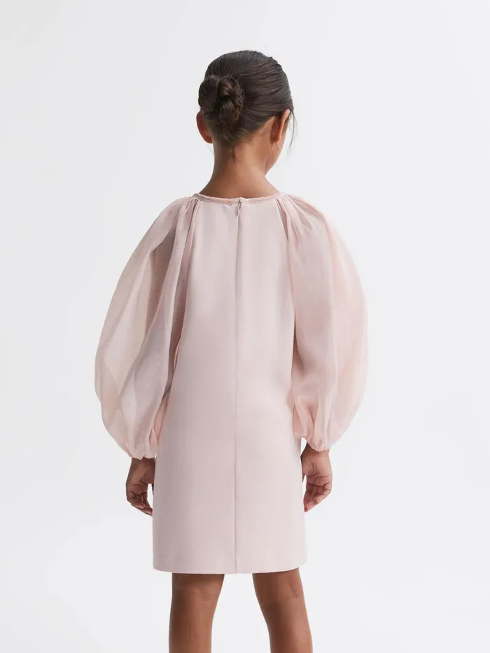Children Reiss Dresses Lauren Blouson Sleeve Bow Dress Pink