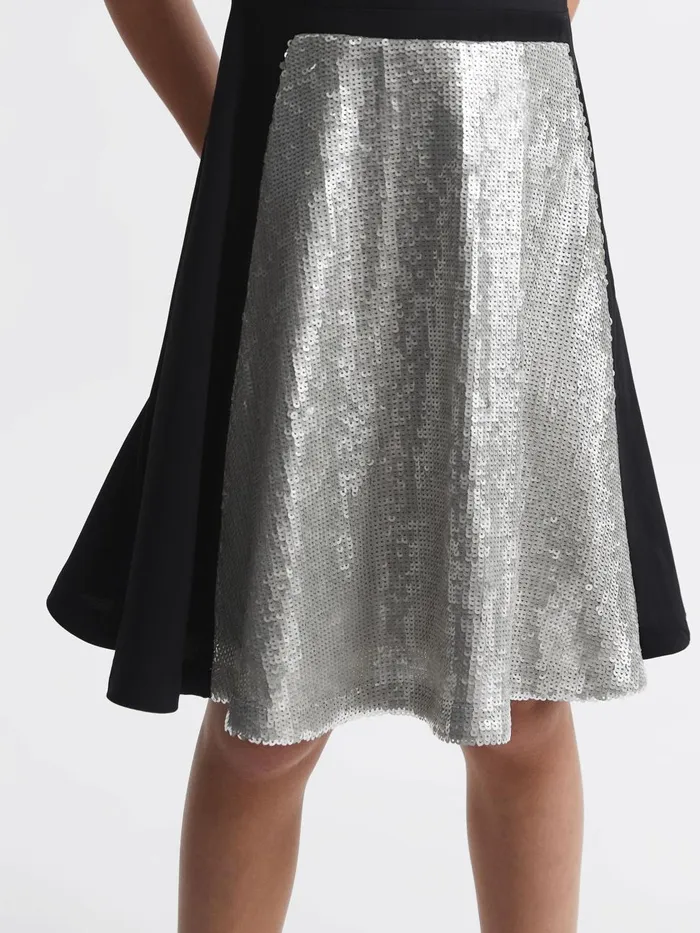 Children Reiss Dresses Libra Relaxed Fit Sequin Dress Black