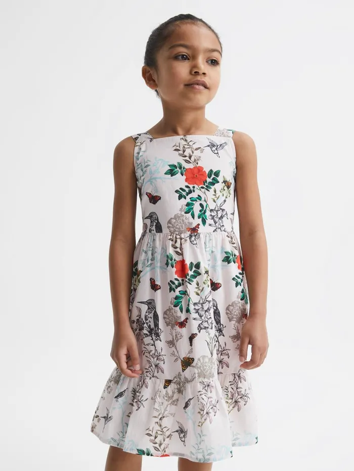 Children Reiss Dresses Marcie Printed Strappy Dress Ivory Print