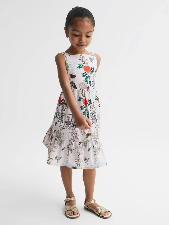 Children Reiss Dresses Marcie Printed Strappy Dress Ivory Print