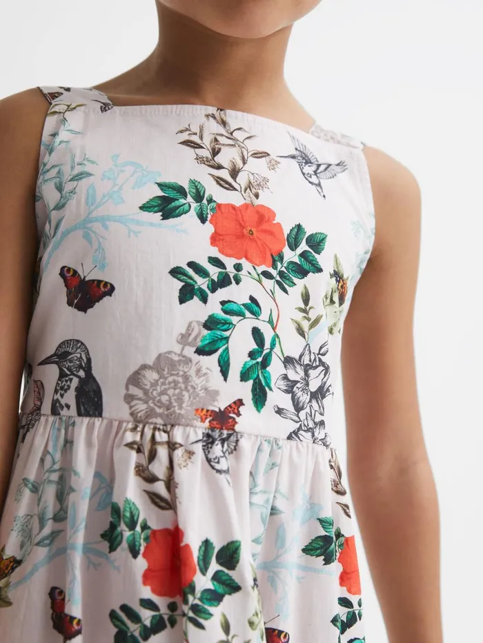 Children Reiss Dresses Marcie Printed Strappy Dress Ivory Print