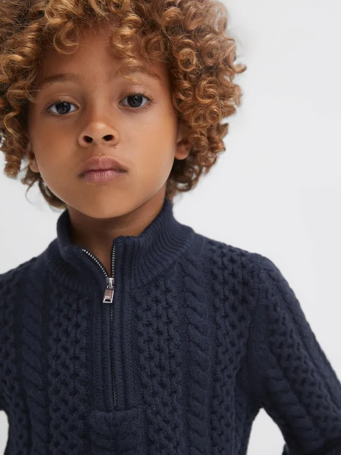 Children Reiss Knitwear Bantham Slim Fit Knitted HalfZip Jumper Navy
