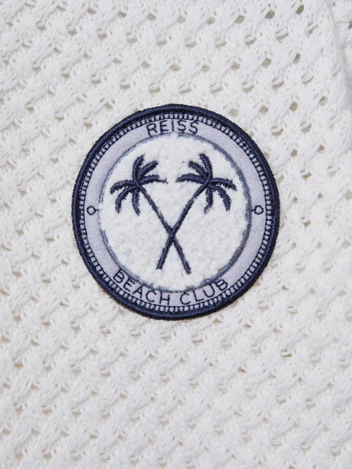 Children Reiss Knitwear Stark Textured Cotton Half Zip Polo Shirt Optic White