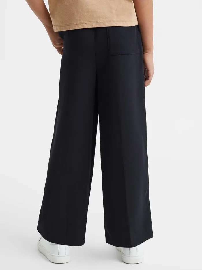 Children Reiss Pants Ayana Elasticated Wide Leg Trousers Navy