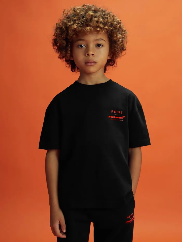 Children Reiss Reiss X Mclaren F1 Team F1 Oversized Cotton Crew Neck TShirt Black