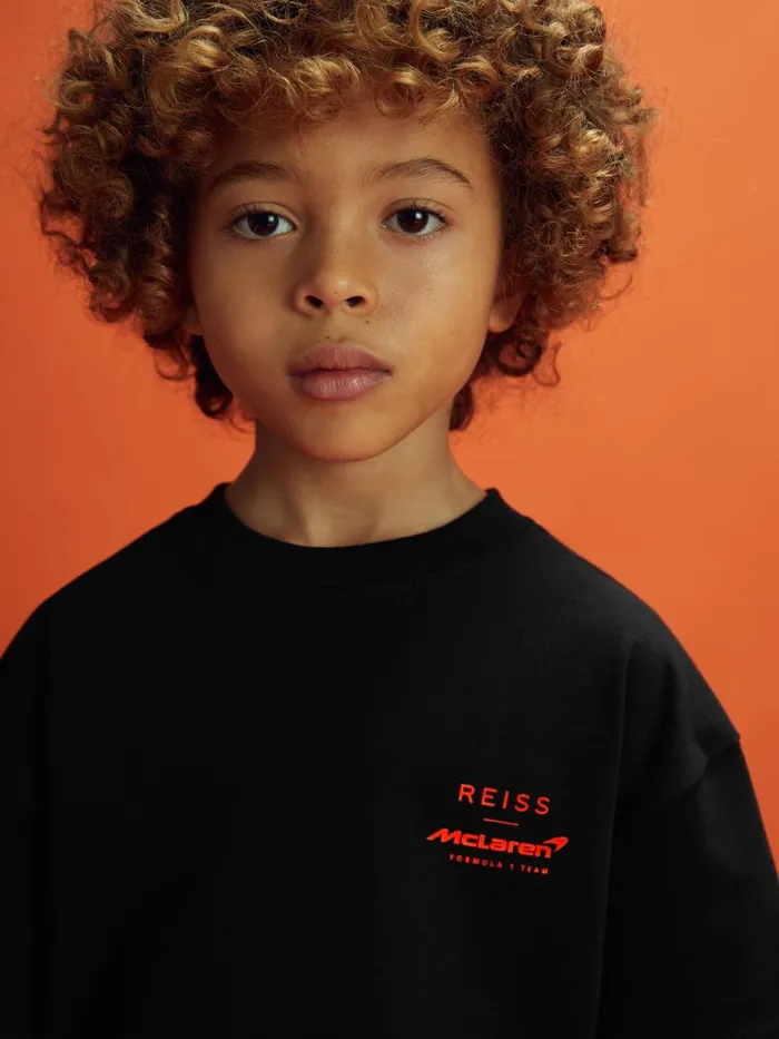 Children Reiss Reiss X Mclaren F1 Team F1 Oversized Cotton Crew Neck TShirt Black