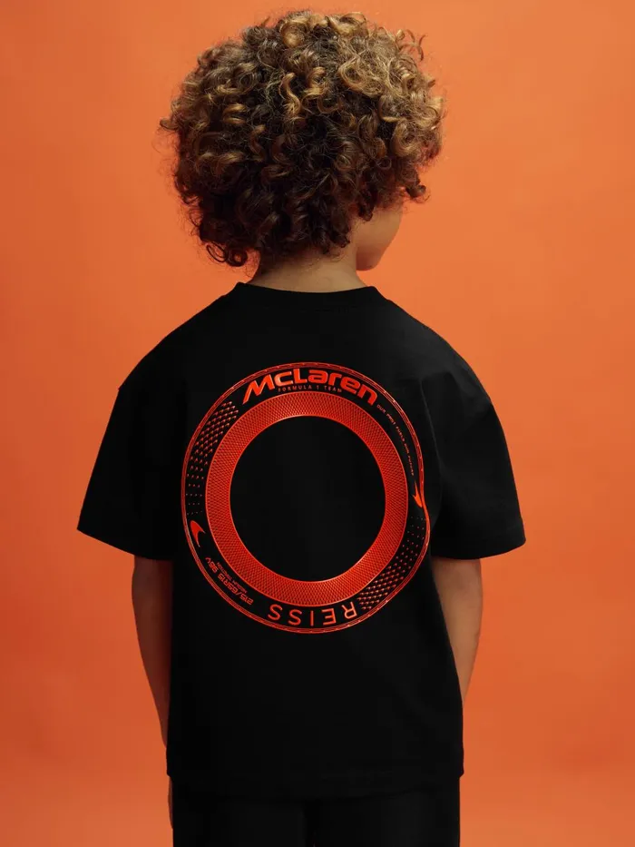 Children Reiss Reiss X Mclaren F1 Team F1 Oversized Cotton Crew Neck TShirt Black