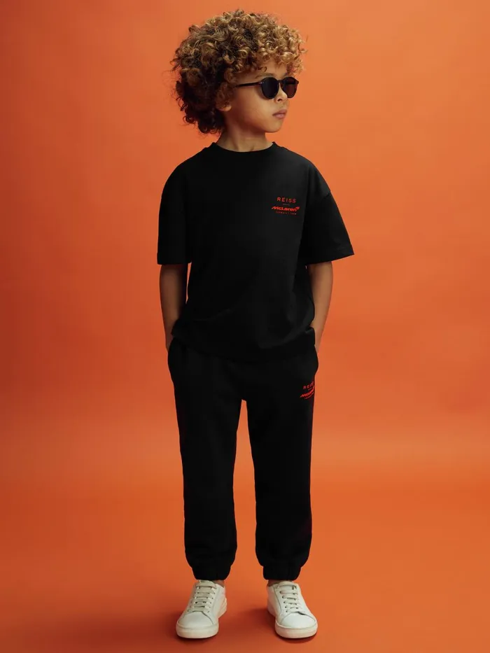 Children Reiss Reiss X Mclaren F1 Team F1 Oversized Cotton Crew Neck TShirt Black