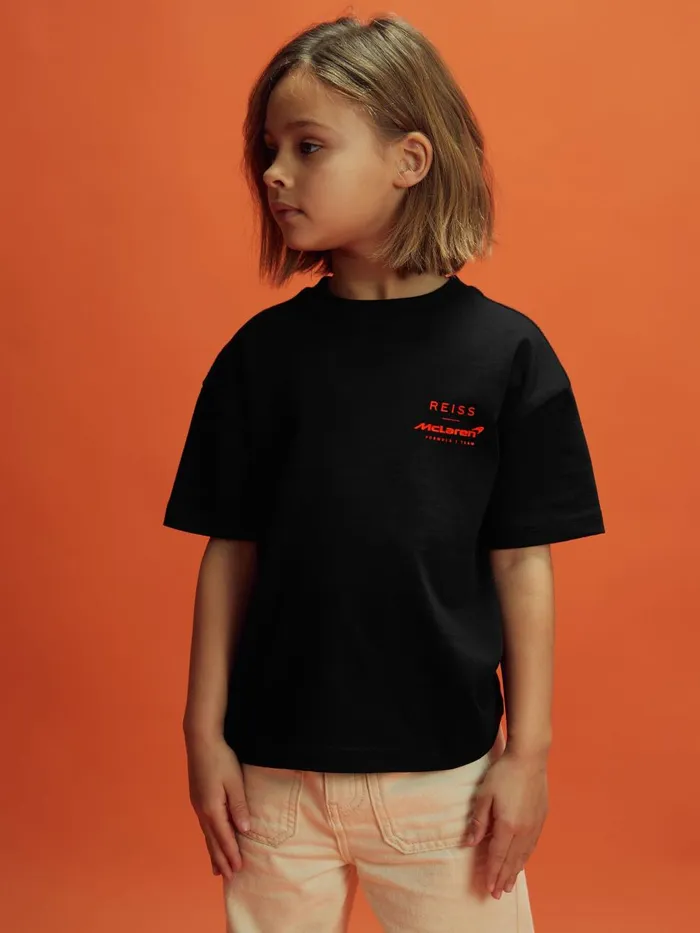 Children Reiss Reiss X Mclaren F1 Team F1 Oversized Cotton Crew Neck TShirt Black
