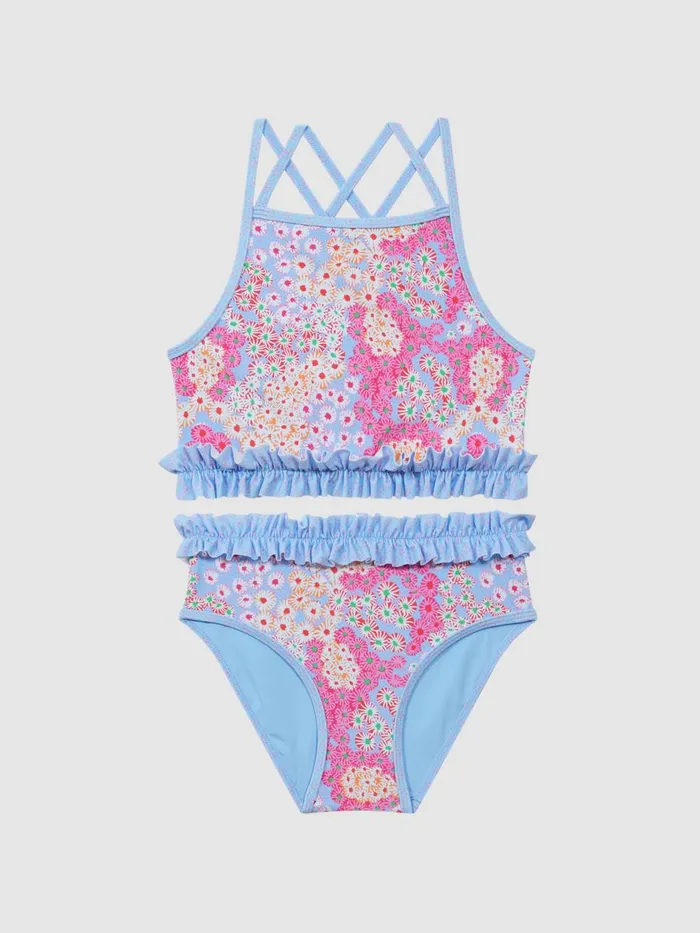 Children Reiss Swimwear Lyla Floral Print Ruffle Bikini Pink