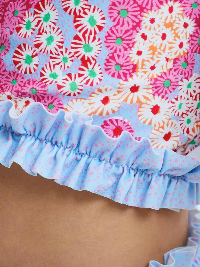 Children Reiss Swimwear Lyla Floral Print Ruffle Bikini Pink