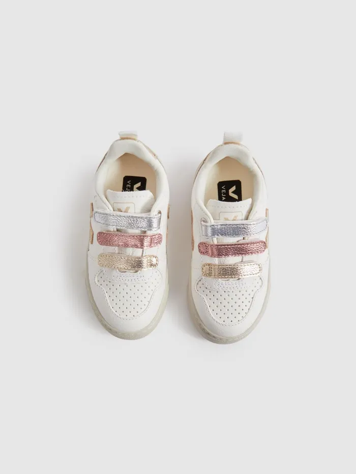 Children Reiss Veja Suede Velcro Trainers White Multi