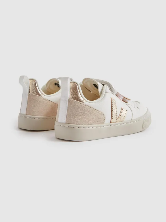 Children Reiss Veja Suede Velcro Trainers White Multi