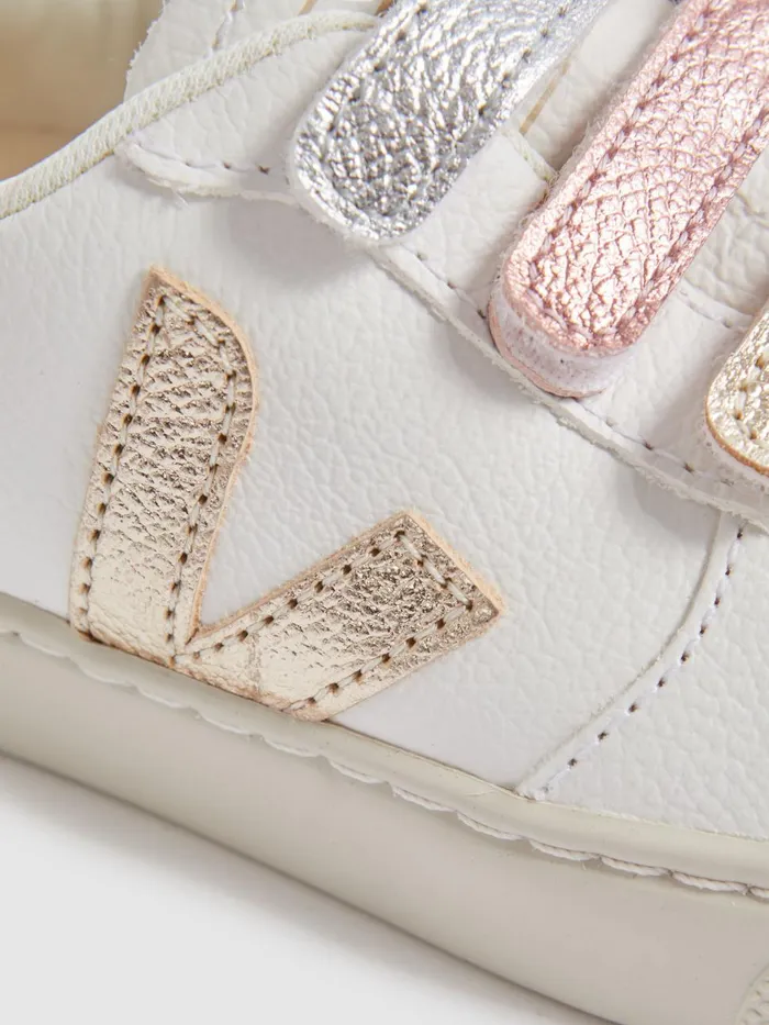 Children Reiss Veja Suede Velcro Trainers White Multi