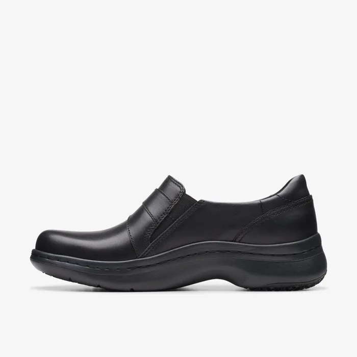 Clarks Pro Sky Black Leather Women Clarks Clogs and Mules