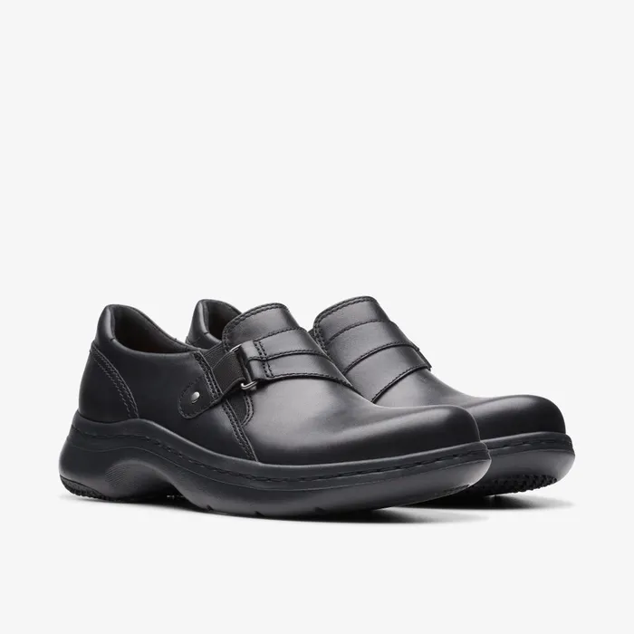 Clarks Pro Sky Black Leather Women Clarks Clogs and Mules