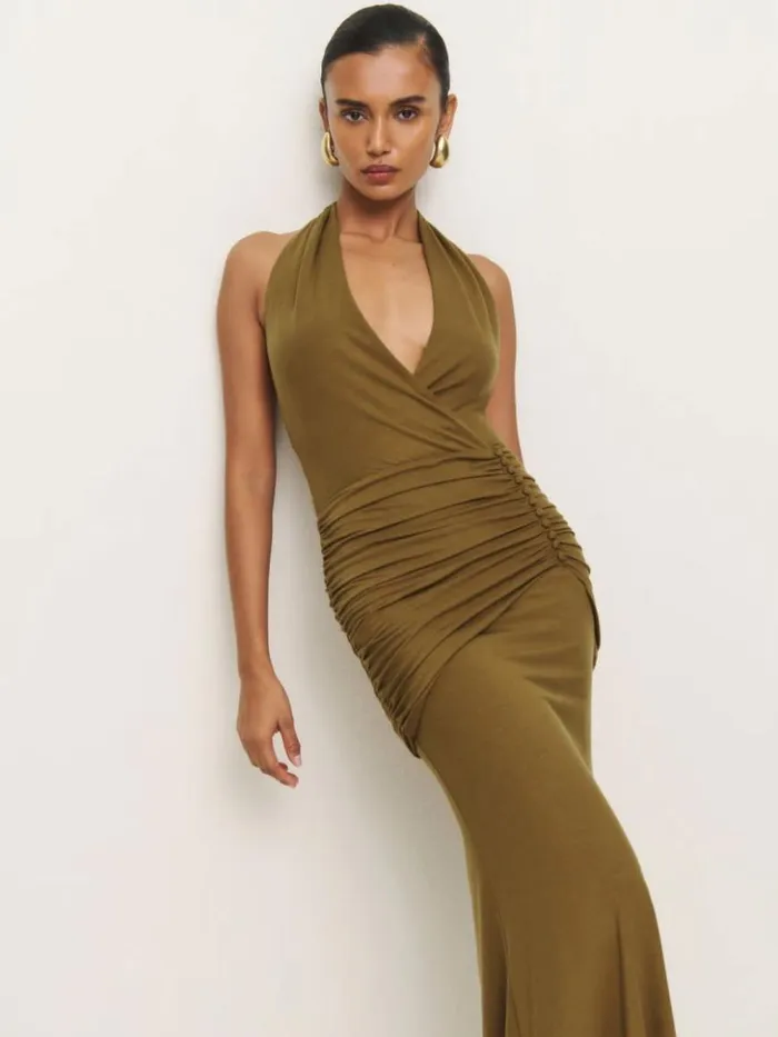 Clothing The Reformation Arden Knit Dress Bronze