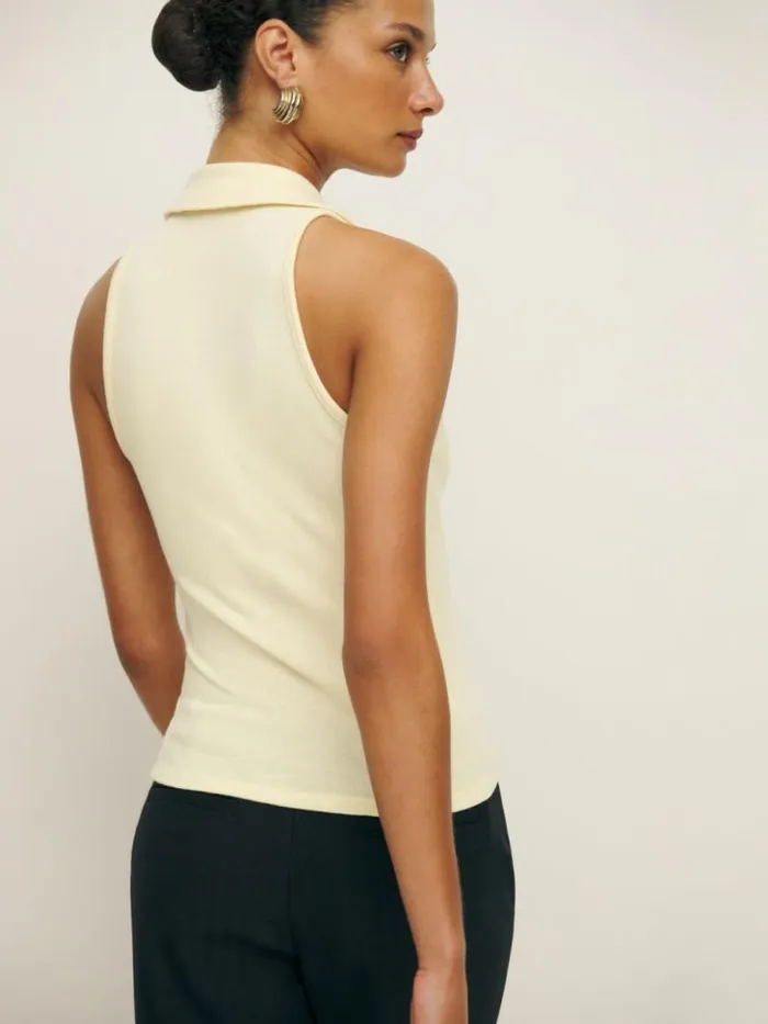Clothing The Reformation Austine Knit Top Custard