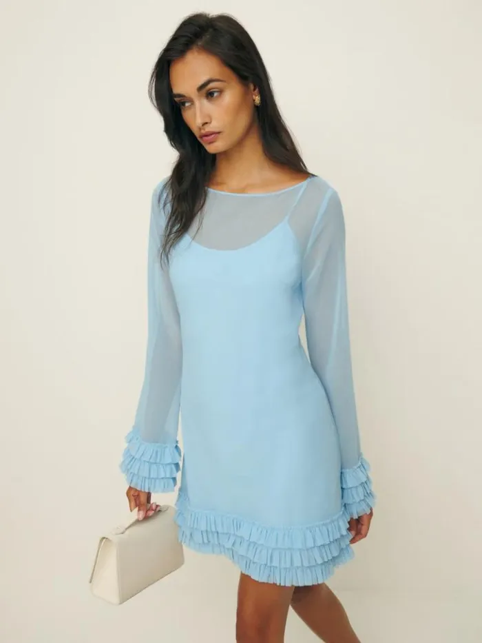 Clothing The Reformation Avalina Dress Light Blue