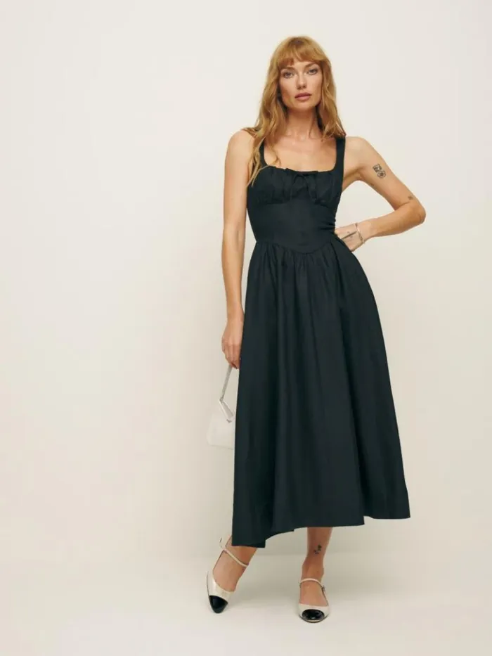 Clothing The Reformation Balia Linen Dress Black