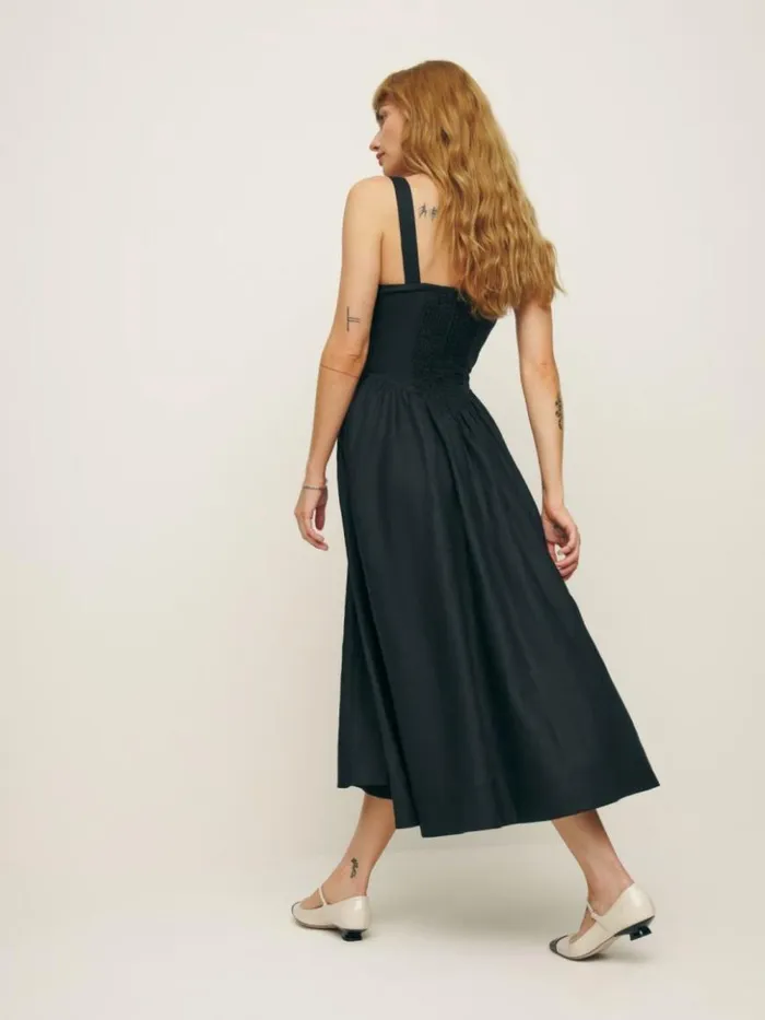 Clothing The Reformation Balia Linen Dress Black