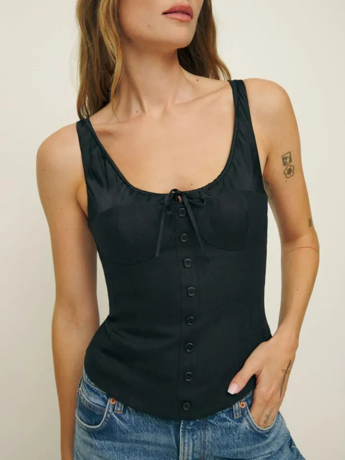 Clothing The Reformation Beverly Top Black