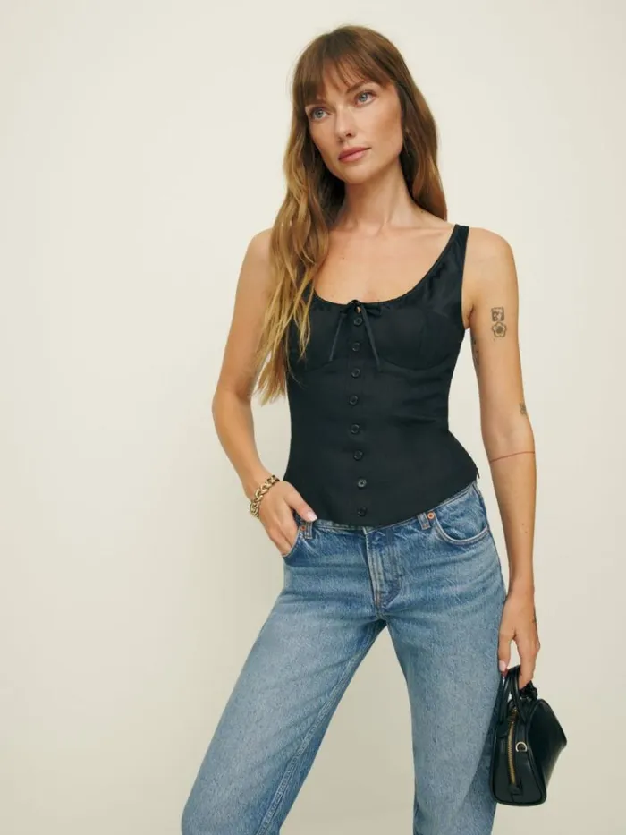 Clothing The Reformation Beverly Top Black