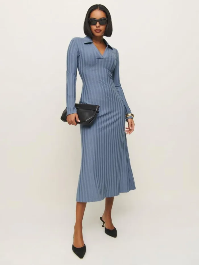 Clothing The Reformation Blaire Knit Dress Cornflower