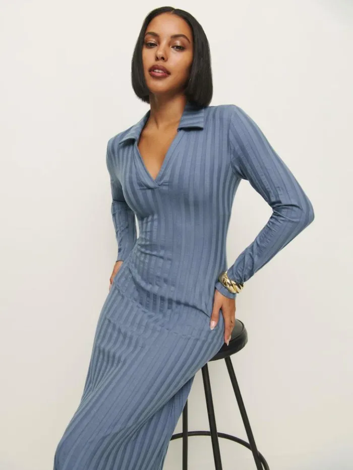 Clothing The Reformation Blaire Knit Dress Cornflower