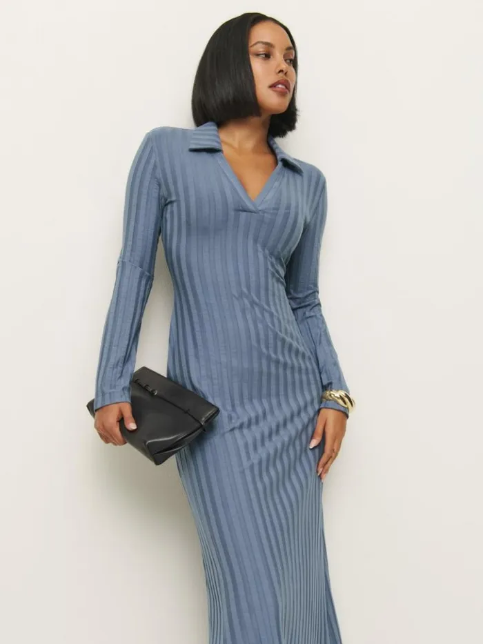Clothing The Reformation Blaire Knit Dress Cornflower