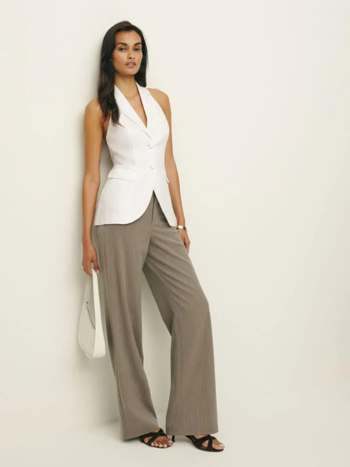 Clothing The Reformation Brennan Linen Vest White