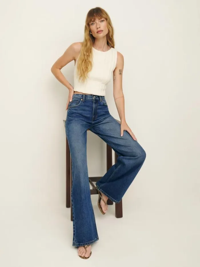 Clothing The Reformation Cary Stretch High Rise Slouchy Wide Leg Jeans Icarian