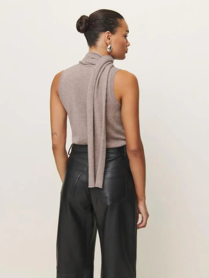 Clothing The Reformation Elena Cashmere Scarf Tank Toast