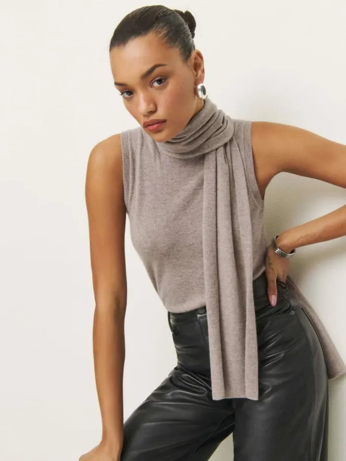 Clothing The Reformation Elena Cashmere Scarf Tank Toast