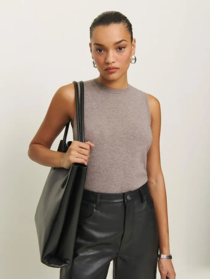 Clothing The Reformation Elena Cashmere Scarf Tank Toast