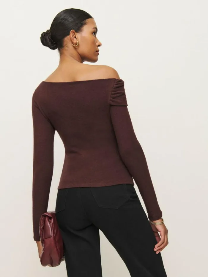 Clothing The Reformation Elio Knit Top Mahogany