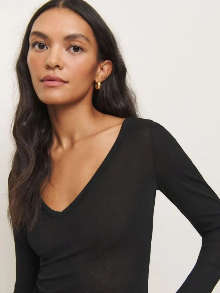 Clothing The Reformation Emery Knit Top Black