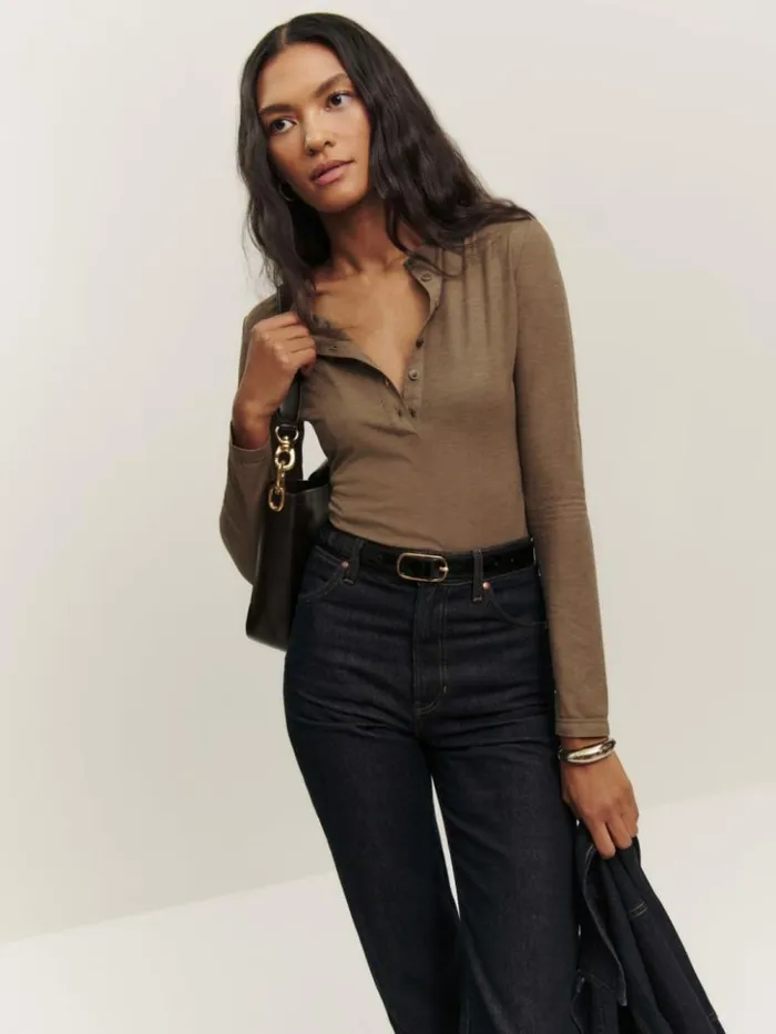 Clothing The Reformation Harriet Knit Top Cookie