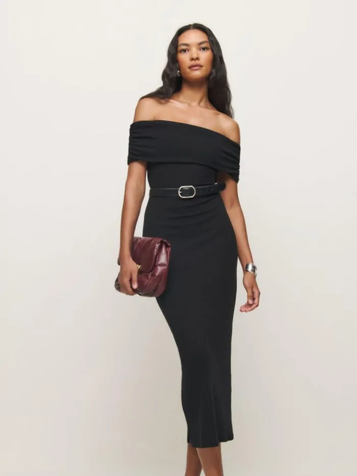 Clothing The Reformation Josefina Knit Dress Black