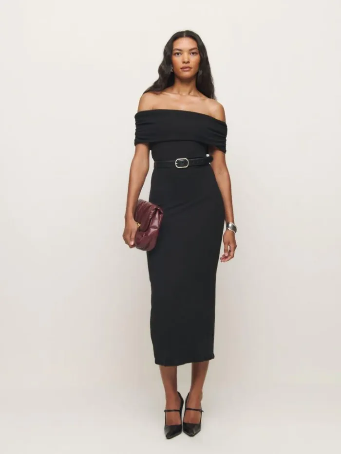 Clothing The Reformation Josefina Knit Dress Black