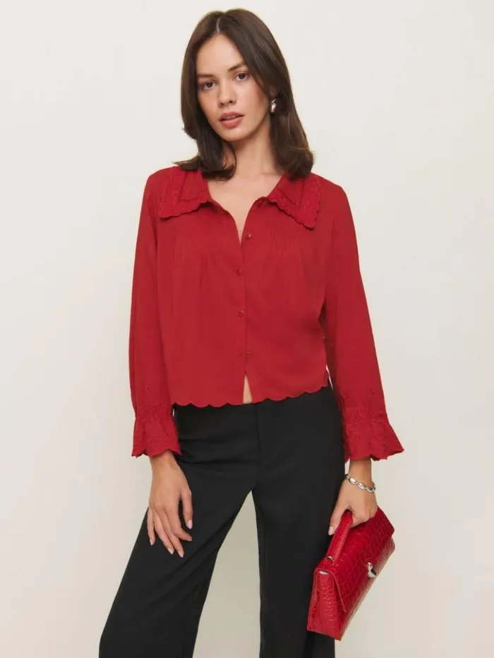 Clothing The Reformation Juni Top Lipstick
