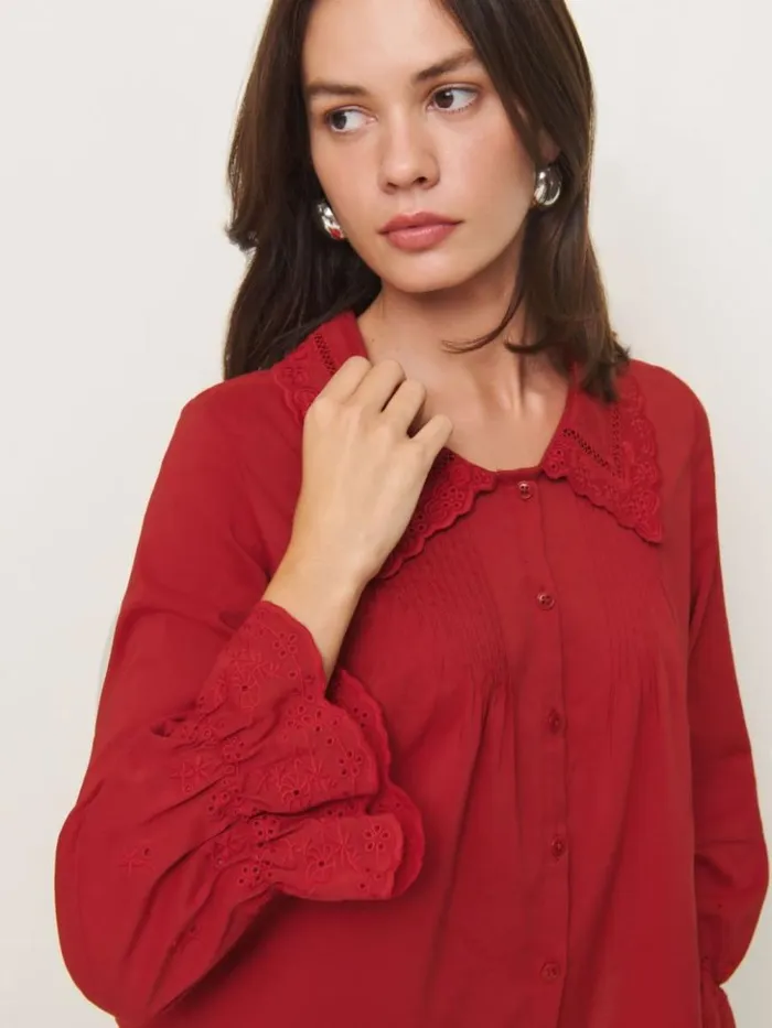 Clothing The Reformation Juni Top Lipstick