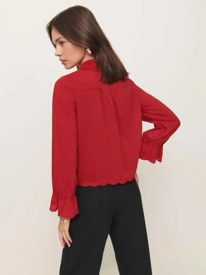 Clothing The Reformation Juni Top Lipstick