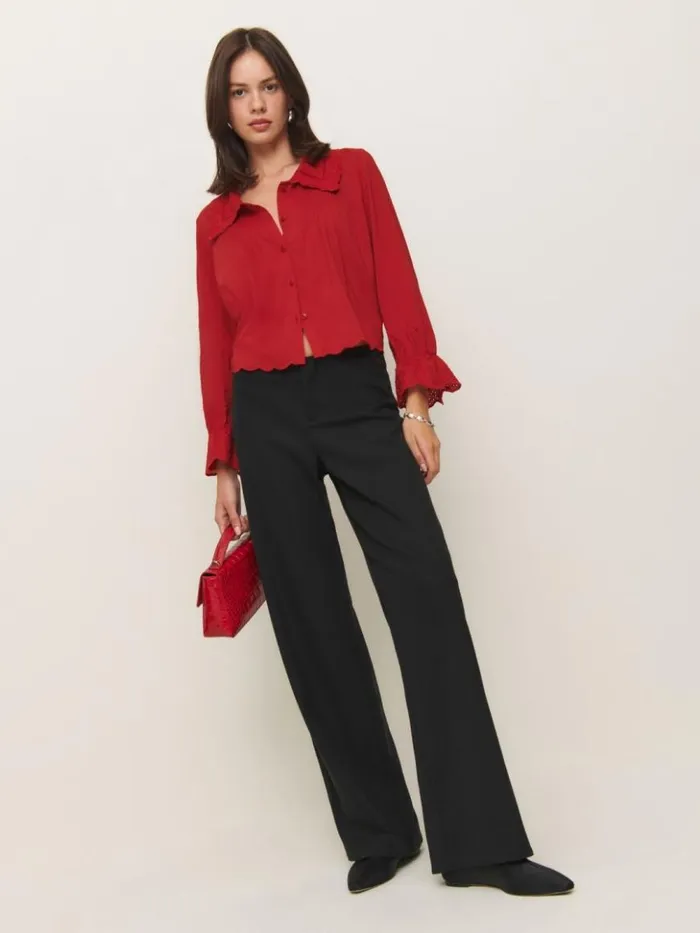 Clothing The Reformation Juni Top Lipstick