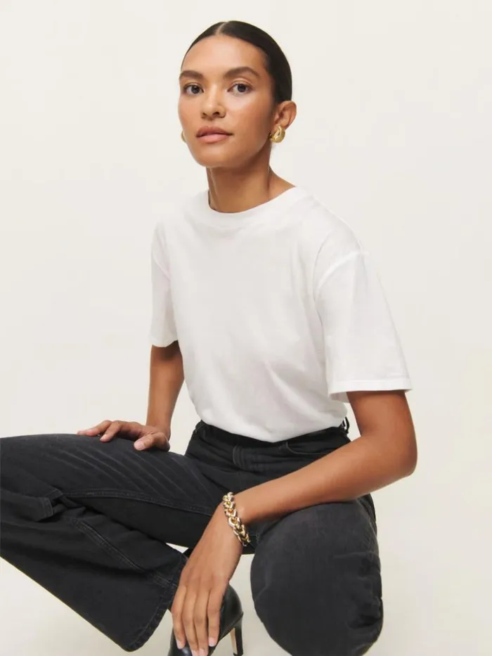 Clothing The Reformation Liam Oversized Tee White