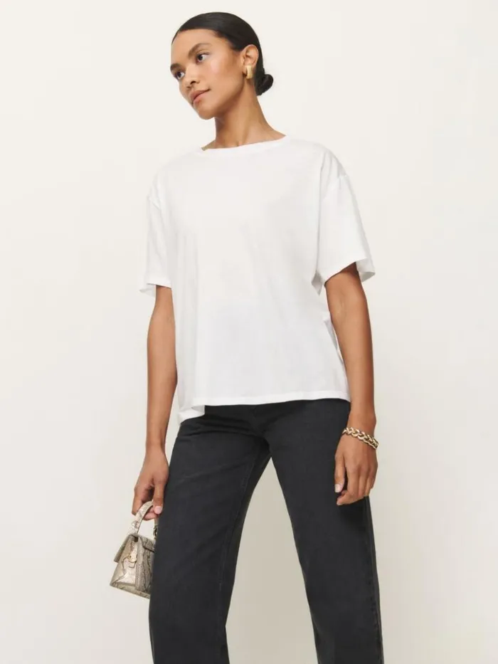 Clothing The Reformation Liam Oversized Tee White