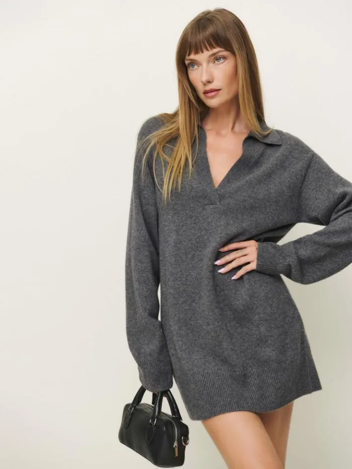 Clothing The Reformation Maeve Cashmere Polo Dress Thunder