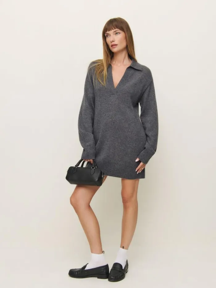 Clothing The Reformation Maeve Cashmere Polo Dress Thunder