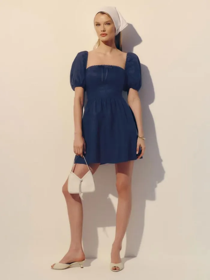 Clothing The Reformation Malvina Linen Dress Danube