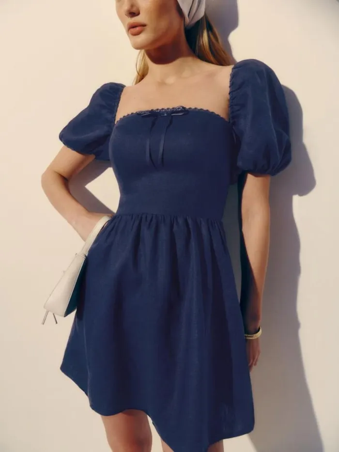 Clothing The Reformation Malvina Linen Dress Danube